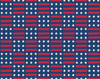 Riley Blake Designs Land of the Brave Stars and Stripes Navy (C13141-NAVY) 1/2 Yard Increments