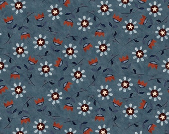 Riley Blake Designs Bright Stars Floral Blue (C13102-BLUE) 1/2 Yard Increments