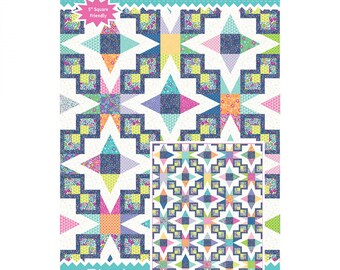 Prismatic Compass Quilt Pattern by Blooming Boldly*Squares Quilt Pattern*Bright Pastel Quilt*Cross Quilt Pattern*Blooming Boldly*