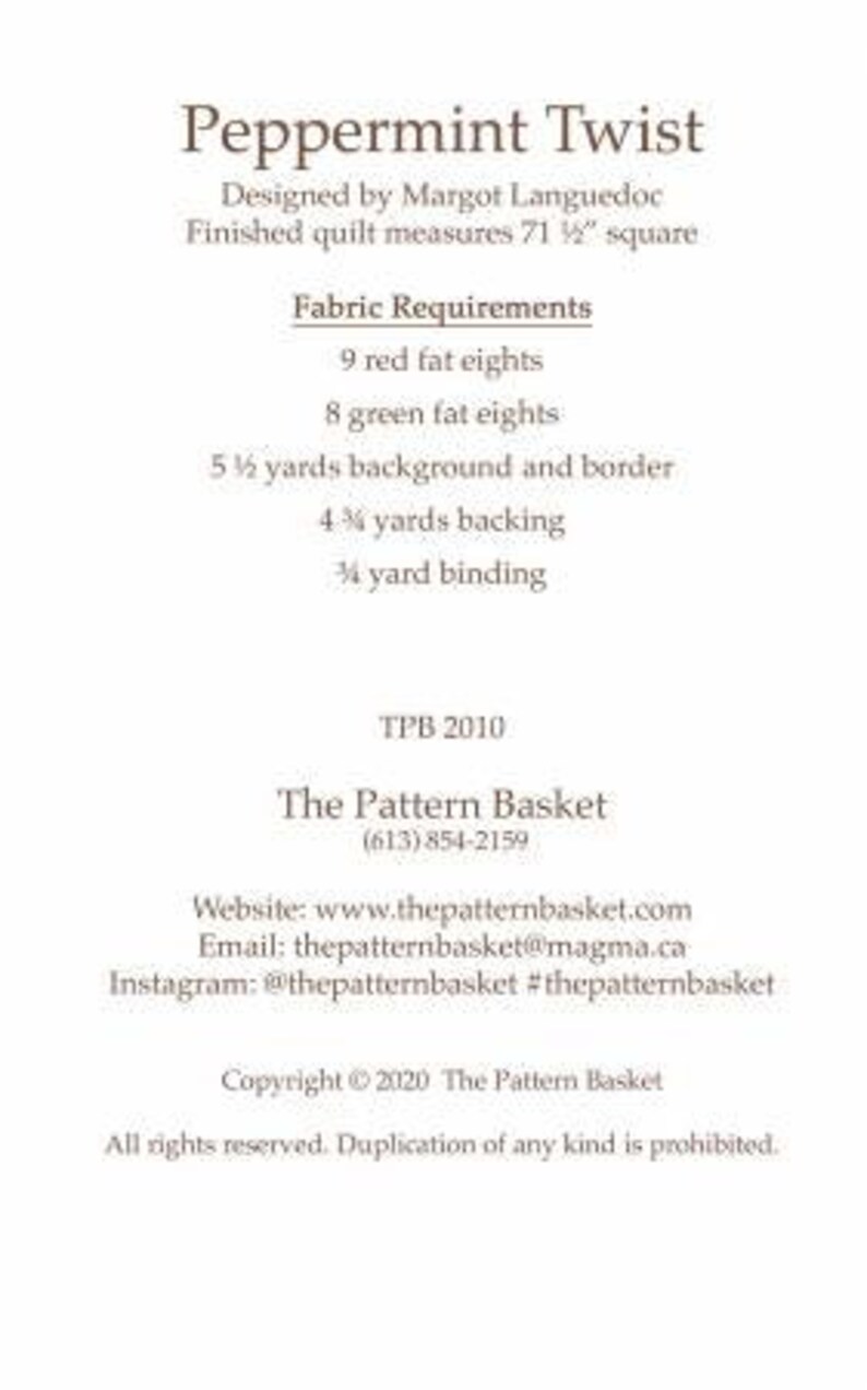The Pattern Basket Peppermint Twist Quilt Pattern*christmas Quilt ...