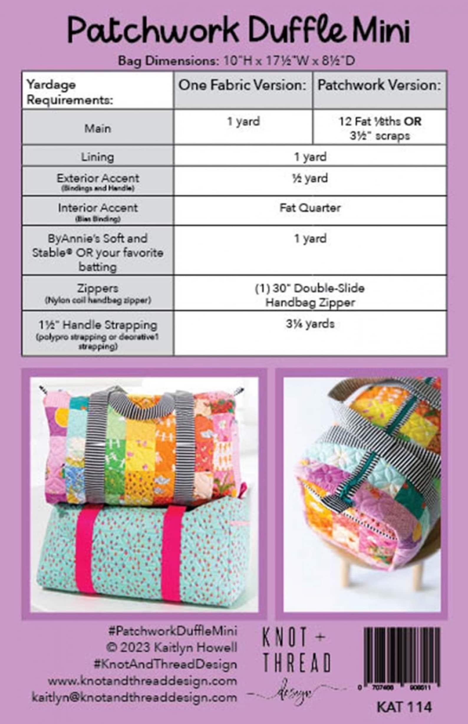 Patchwork Duffle Mini Pattern by Knot & Thread Designs*quilted Duffle ...