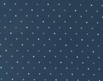 Moda Magic Dot Midnight (5230 41) 1/2 Yard Increments*White Dot on Aqua*Small Dot Fabric*Pin Dots*Pin Dots*Magic Dot*Lella Boutique*Dots
