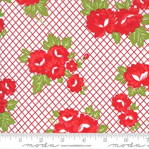 Moda Sunday Stroll Garden Red*55221 12*1/2 Yard Increments*Sunday Stroll Floral*Red Floral*Spring Floral*Garden Red Floral*Red Floral*