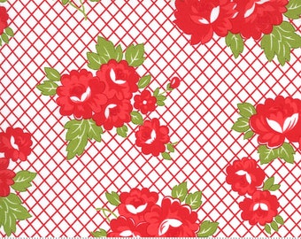 Moda Sunday Stroll Garden Red (55221 12) 1/2 Yard Increments