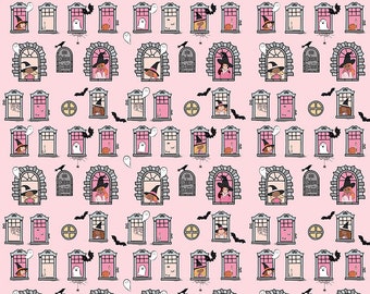Riley Blake Designs Spooky Schoolhouse Witch School Pink (C13202-PINK) 1/2-YD Increments