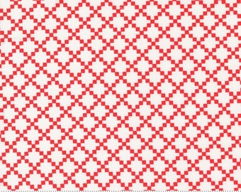 MODA Dwell Nine Patch Cream Red (55272 11) 1/2-YD Increments