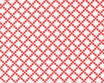 MODA Dwell Nine Patch Cream Red (55272 11) 1/2-YD Increments