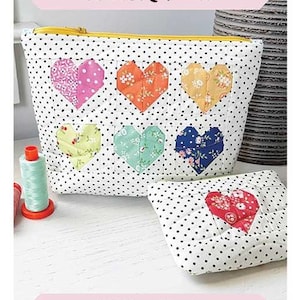 Candy Hearts Duo Pouch Pattern by Sew Lux Fabric*Moda Pouch Club*Zipper Bag*Bag Pattern*Bag Pattern*Bag*Quilted Bag*