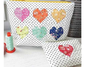 Candy Hearts Duo Pouch Pattern by Sew Lux Fabric*Moda Pouch Club*Zipper Bag*Bag Pattern*Bag Pattern*Bag*Quilted Bag*