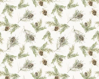 Riley Blake Designs Holiday Spirit Pinecones Cream by Lisa Audit (CD17464-CREAM) 1/2-YD Increments