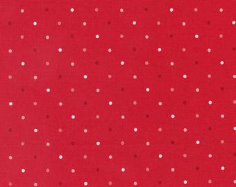 Moda Magic Dot Strawberry (5230 32) 1/2 Yard Increments*White Dot on Red*Small Dot Fabric*Pin Dots*Pin Dots*Magic Dot*Lella Boutique*Red*