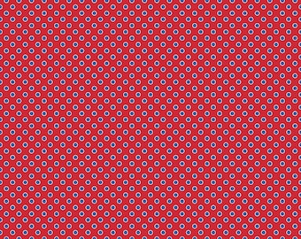 Riley Blake Designs Picadilly Dots Red (C11897-Red) 1/2-YD Increments*Patriotic Fabric*Patriotic Dots*Picadilly Dots*Red Dots*Polka Dots*