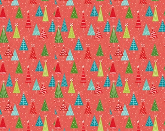 Riley Blake Designs Snowed In Trees Coral (C10814-CORAL) 1/2 Yard Increments