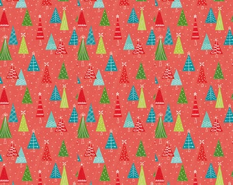 Riley Blake Designs Snowed In Trees Coral (C10814-CORAL) 1/2 Yard Increments