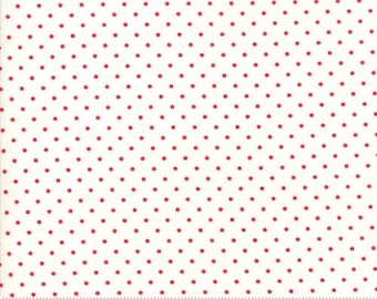 Moda Essential Dots White Red (8654 51) 1/2 Yard Increments