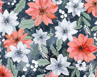 Dear Stella Snow Much Fun Poinsettia (STELLA-DCJ2201 MULTI) 1/2 Yard Increments