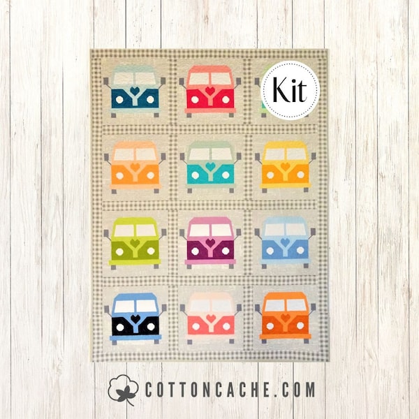 On the Road Quilt Kit (CCK 10078) Baby Quilt*VW Bus Quilt Pattern*Bus Quilt*Kids Quilt*On the Road Quilt*Bus Pillow Pattern*Novelty Quilt