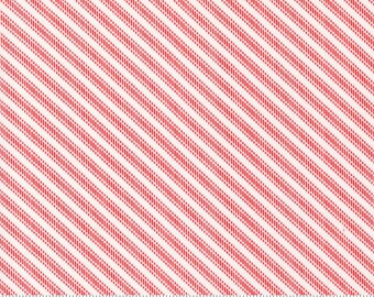 MODA Dwell Ticking Stripe Red (55274 11) 1/2-YD Increments