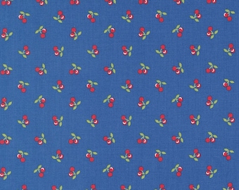 Moda Cali Co Cherries Cobalt (29194 21) 1/2-YD Increments*Corey Yoder*Cali Co Fabric*Novelty*Cali Co Floral*Cherry Fabric*Cherries