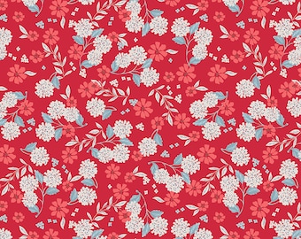 3/4-YD Bolt End Riley Blake Designs Land of the Brave Floral Red (C13142-RED) Patriotic Floral*Land of the Brave Main Floral*Floral*