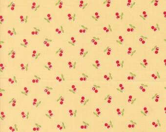 Moda Cali Co Cherries Soft Yellow (29194 16) 1/2-YD Increments*Corey Yoder*Cali Co Fabric*Novelty*Cali Co Floral*Cherry Fabric*Cherries