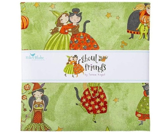 Riley Blake Designs Ghoul Friends 10" Stacker (10-16050-42) Layer Cake*Halloween Precut Fabric*Whimsical Halloween Fabric*Teresa Kogut