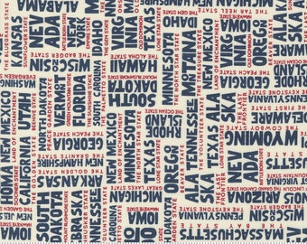 7/8-YD Bolt End Moda Stateside States Vanilla Navy by Sweetwater (55610 33)