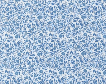 Moda Blueprint Frolic White Blue (55335 11) by Camille Roskelley 1/2-YD Increments