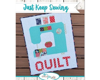 Just Keep Sewing Mini Quilt Pattern by Erica Made *Sewing Machine Mini Quilt*Sewing Machine Quilt*Sewing Machine*Mini Quilt Pattern*Mini*