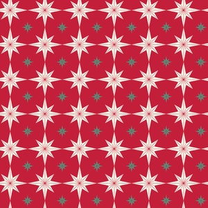 Riley Blake Designs Merry Little Christmas Starbursts Red (C14843-RED) 1/2-YD Increments*Christmas Fabric*Star Fabric*Holiday Fabric*