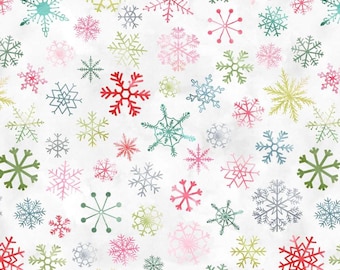 Henry Glass Christmas in Color Snowflakes Rainbow (2457-108) 1/2-YD Increments