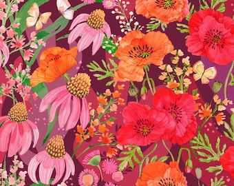 Moda Superbloom Wildflowers Jewel (48780 12) 1/2-YD Increments*Superbloom Panel*Ombre Floral Planel*Floral Ombre*Pastel Flowers*Flowers*
