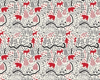 Riley Blake Designs Wild at Heart Map Cream (C9822-CREAM) 1/2 Yard Increments