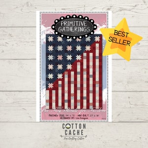 May include: A quilting pattern for a quilt featuring a red, white, and blue American flag design. The pattern is called "Our Flag Stands for Freedom" and is designed by Lisa Bongean. The finished quilt size is 54 x 72 inches, and the mini quilt size is 27 x 36 inches.