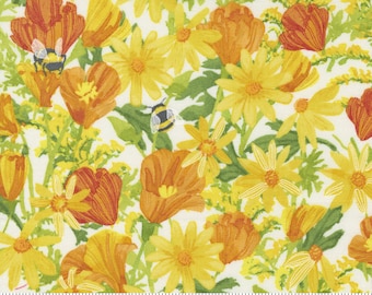 Moda Wild Blossoms Daisies and Poppies Cream (48731 11) 1/2-Yard Increments