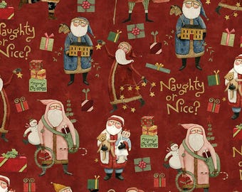 Riley Blake Designs Naughty or Nice Main Black (C16260-RED) 1/2-Yard Increments