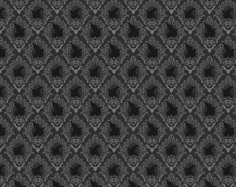 Riley Blake Designs Spooky Schoolhouse Damask Charcoal (C13204-CHARCOAL) 1/2-YD Increments