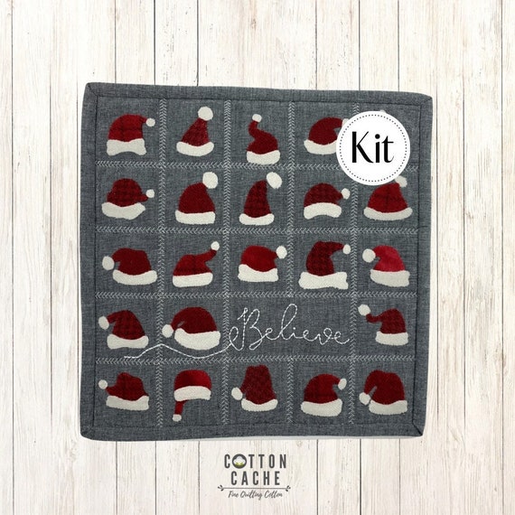 Believe in the Magic Mini Quilt Kit*Wool Mini Kit*Wool Mini Quilt*Christmas Mini Quilt*Wool Table Mat*Santa Hat Stitchy*Wool Applique*Santa