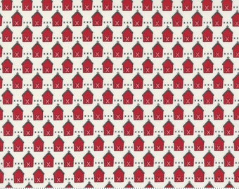 Moda Red Barn Christmas Red Barn - Red (55532 14) 1/2 Yard Increments