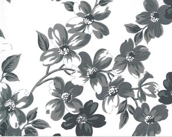 Moda Sunday Stroll Full Bloom White Grey (55220 27) 1/2 Yard Increments