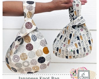 Japanese Knot Bag Pattern Sewn Wyoming*Quilted Bucket Bag*Bucket Bag Pattern*Quilted Bag Pattern*