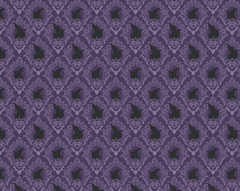 7/8-YD Bolt End Riley Blake Designs Spooky Schoolhouse Damask Purple (C13204-PURPLE)