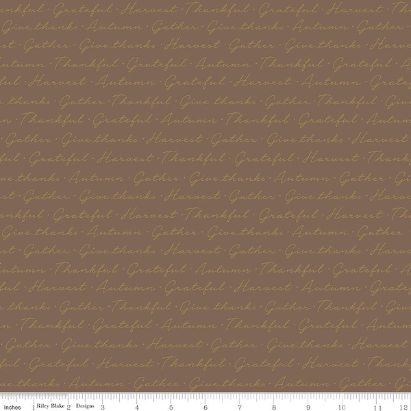 Riley Blake Designs Shades of Autumn Script Brown Sparkle (SC13477-BROWN) 1/2-YD Increments*Autumn Floral*Fall Fabric*Sparkle*Fall Blender