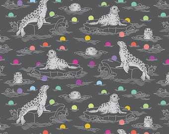 Free Spirit Tula Pink True Colors Graywork Seal the Deal Carbon (PWTP259.CARBON) 1/2-YD Increments