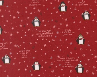 Moda Chilly Mr. Penguin Red (55711 12) 1/2-YD Increments
