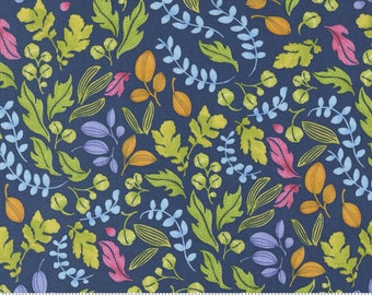 Moda Wild Blossoms Leafy World Navy (48736 25) 1/2-Yard Increments