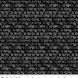 May include: Black and white patterned fabric with a repeating design of overlapping scales. The fabric has a textured look and feel.