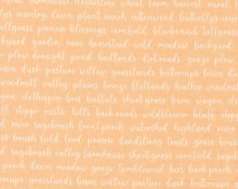 Moda Pastel Prairie Words Apricot (31784 19) 1/2-YD Increments