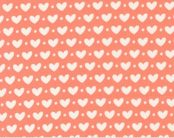 Moda Sincerely Yours Candy Hearts Coral*37610 15*1/2 Yard Increments*Candy Hearts*Heart Fabric*Peach Heart Fabric*Heart Blender*Valentine*