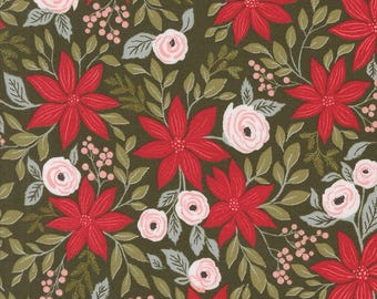 MODA Berry And Pine Poinsettia Party Wintergreen (5240 13) 1/2-YD Increments